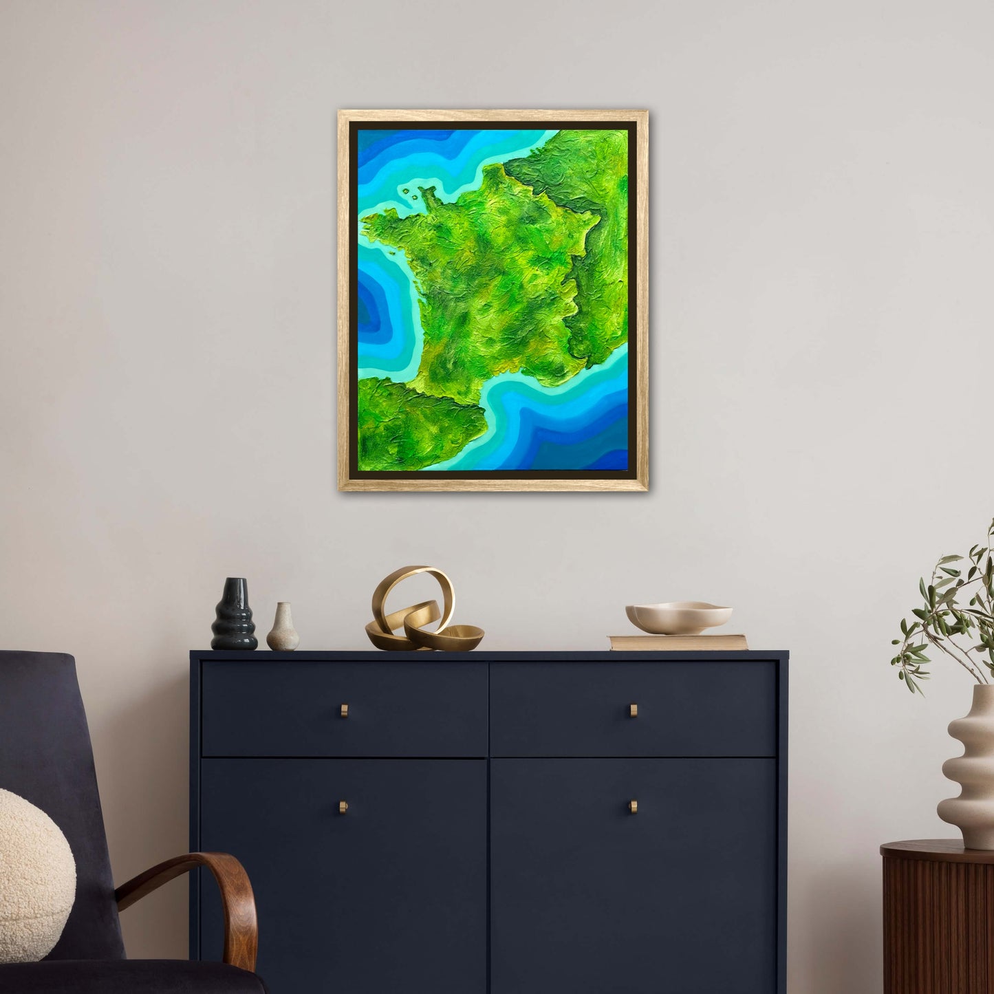 France π«π· - 16x20 Fine Art Map made with Acrylic & Resin on Canvas
