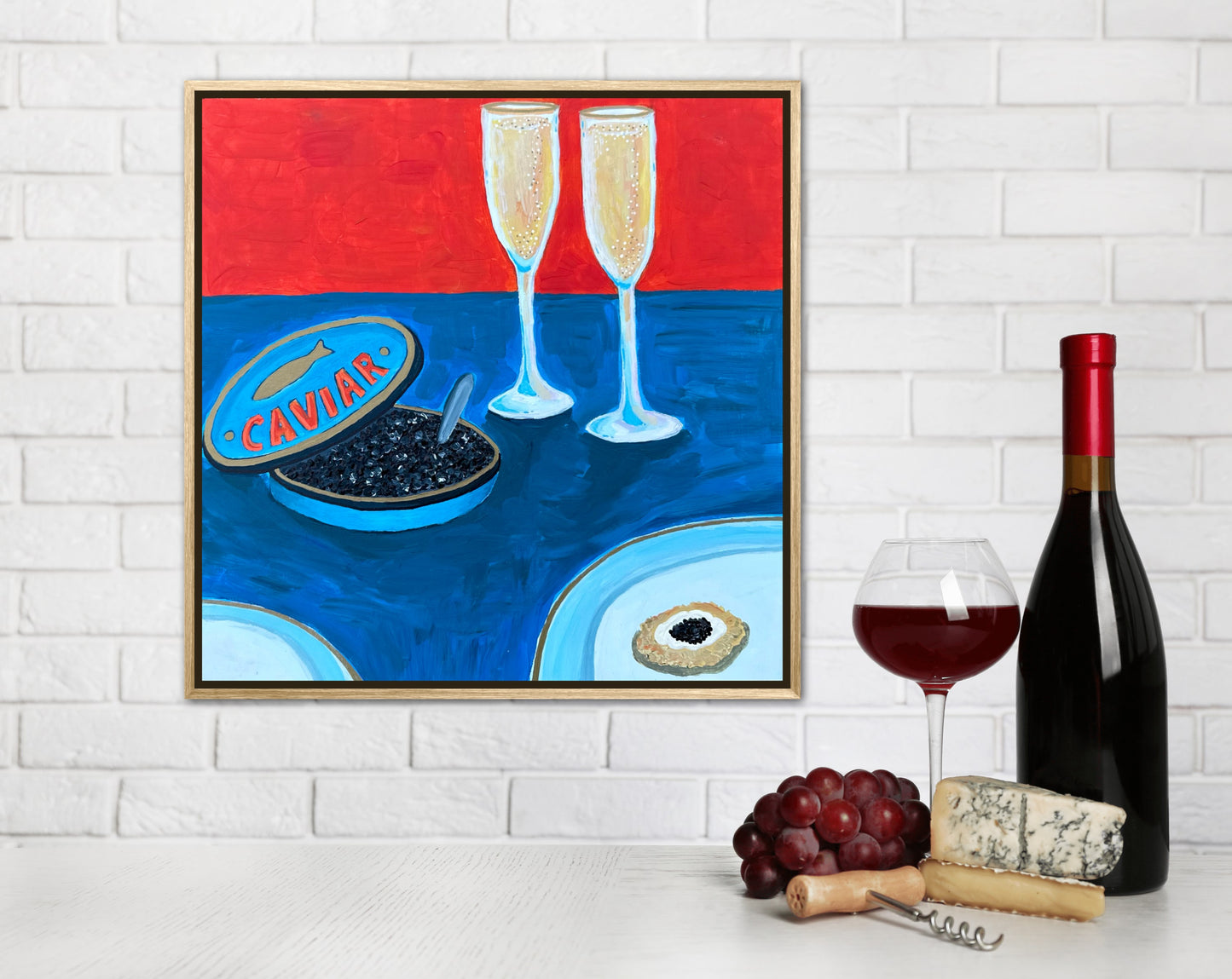 Little Luxuries Collection: We Go Together Like Champagne & Caviar - 12x12in Original Art