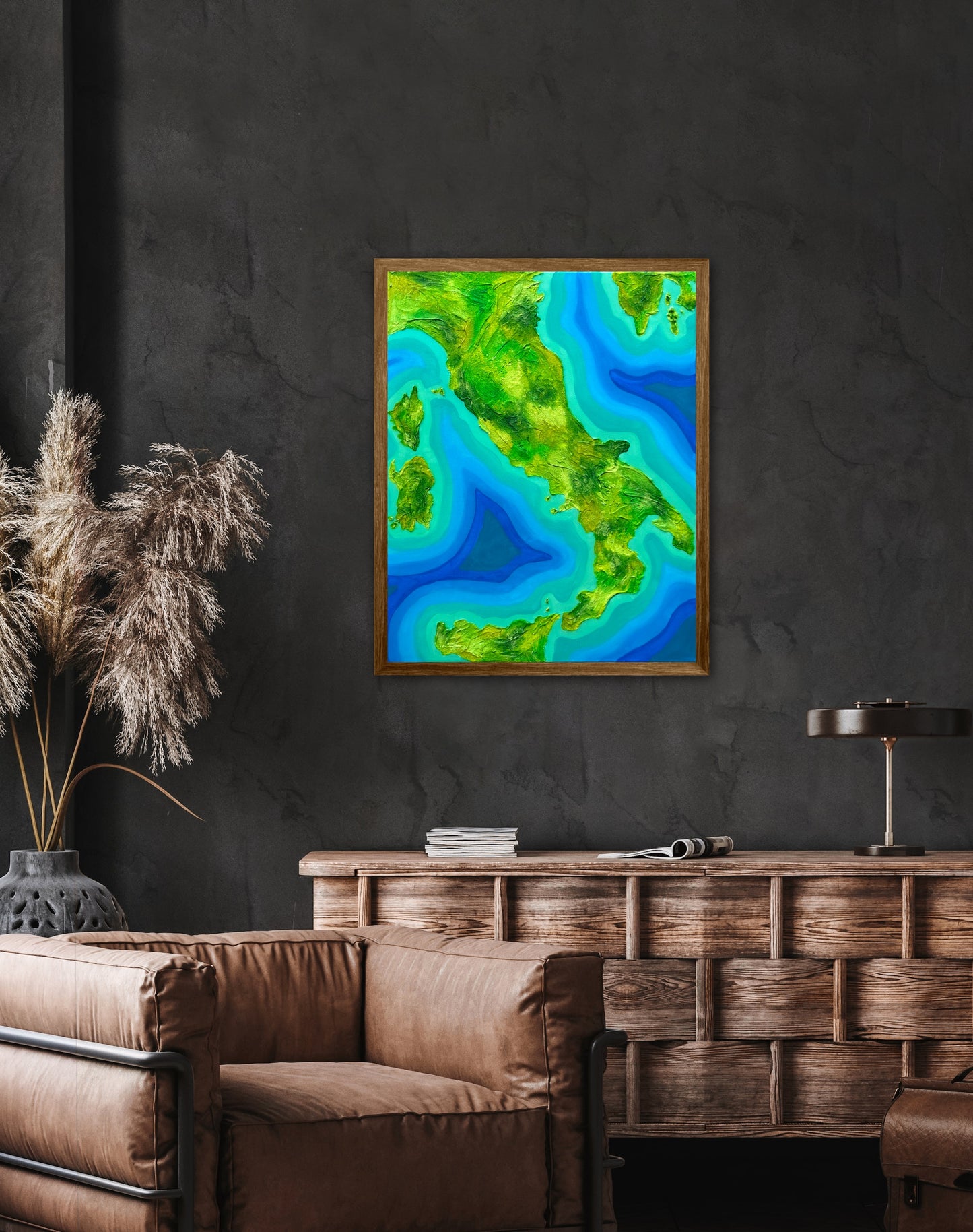 Italy ๐ฎ๐น - 16x20 Fine Art Map made with Acrylic & Resin on Canvas