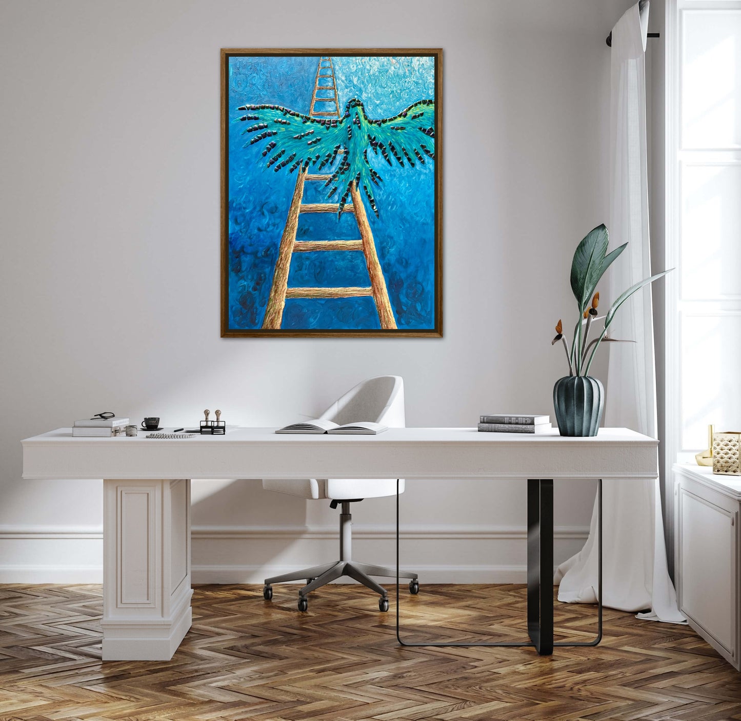 I Gave Myself Permission to Fly - 30x40in Mixed Media; Sand, Acrylic & Resin on Canvas Framed
