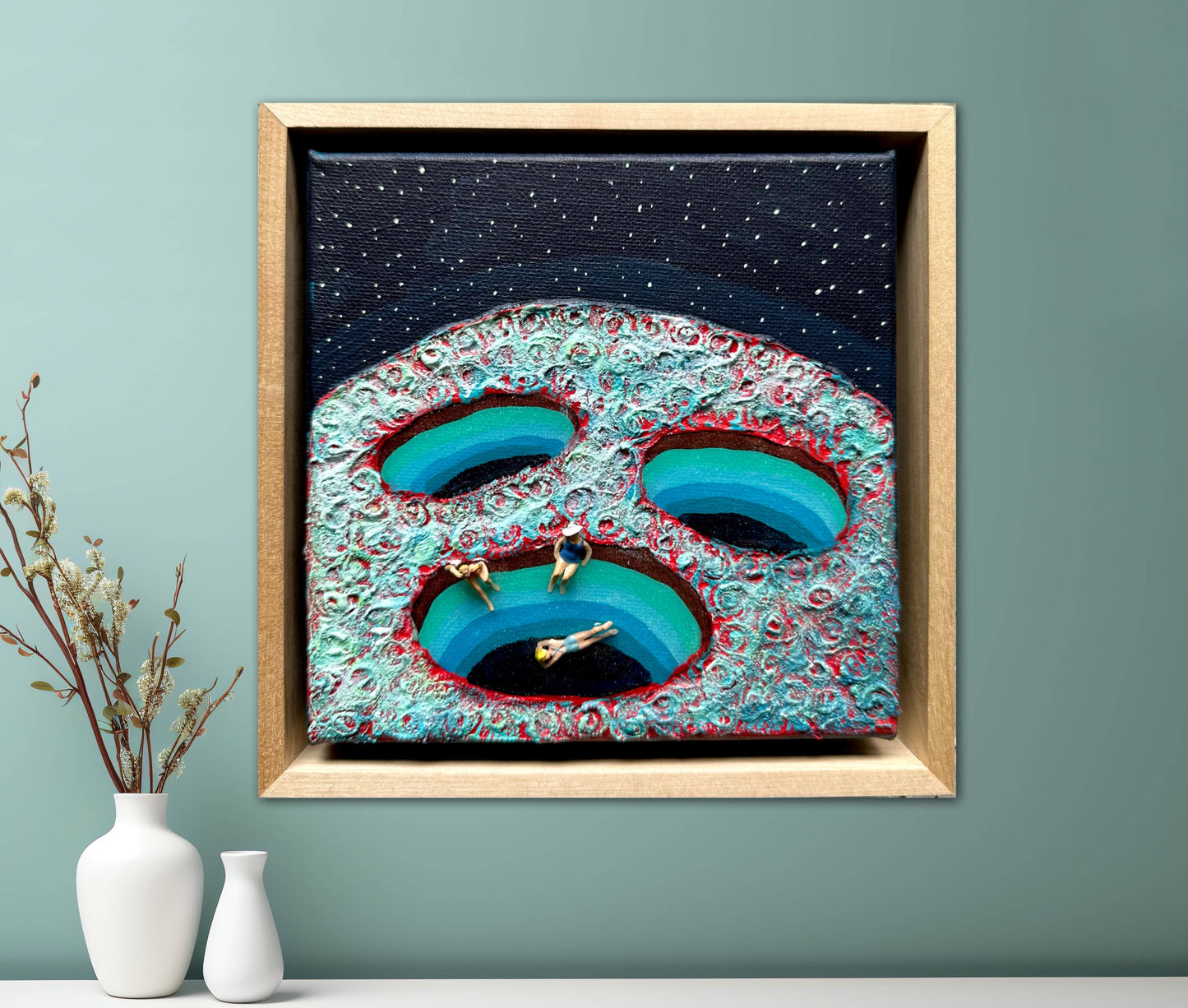 Vacation on Mars: Girl’s Trip 6x6 Original Framed