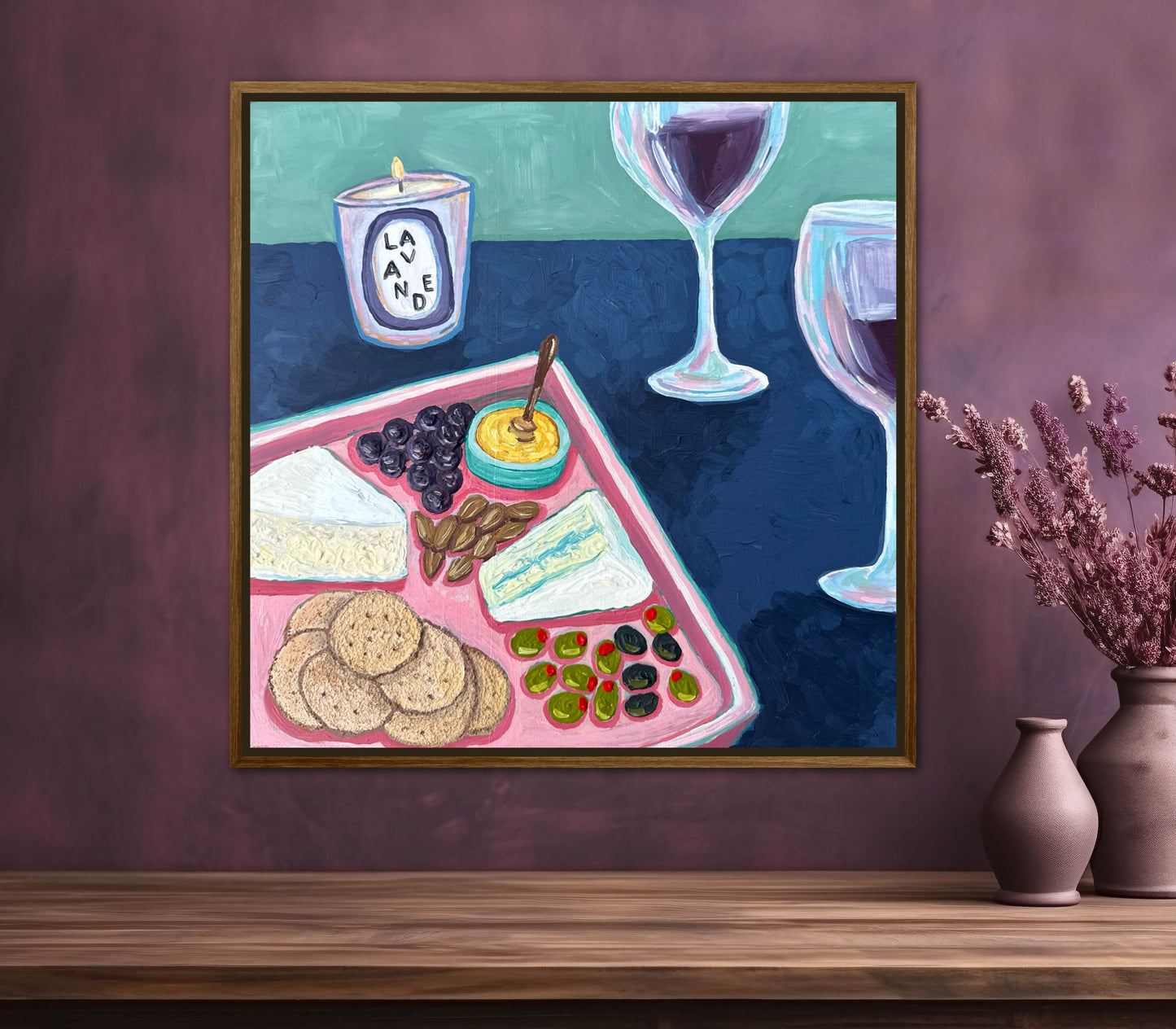 Little Luxuries Collection: Vino et Fromage - 12x12in Original Art
