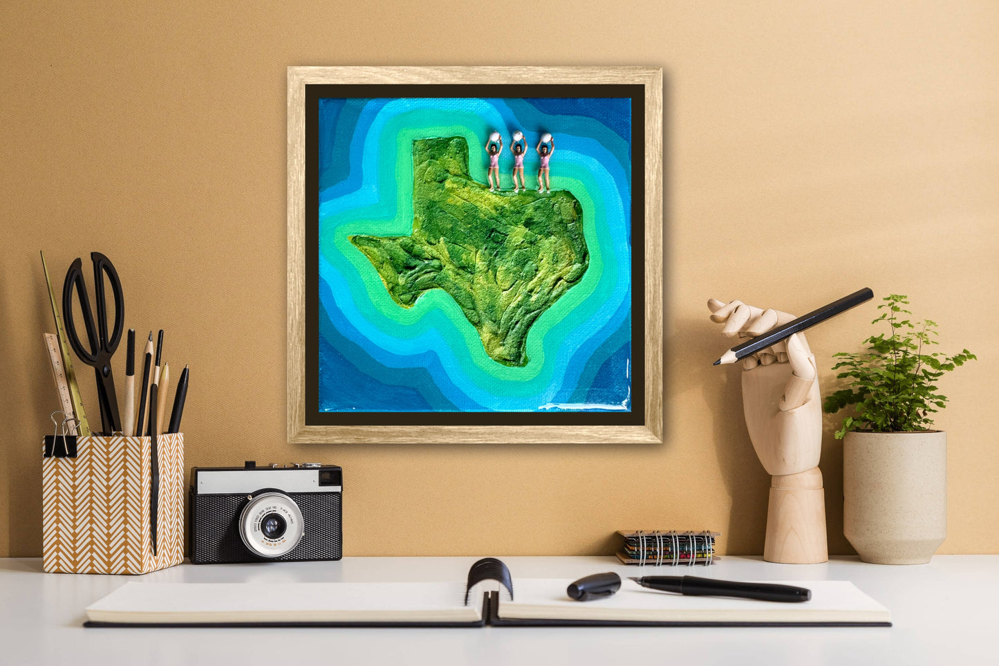 The Island of Texas: Girls Just Wanna Have Fun 6x6 Original Framed