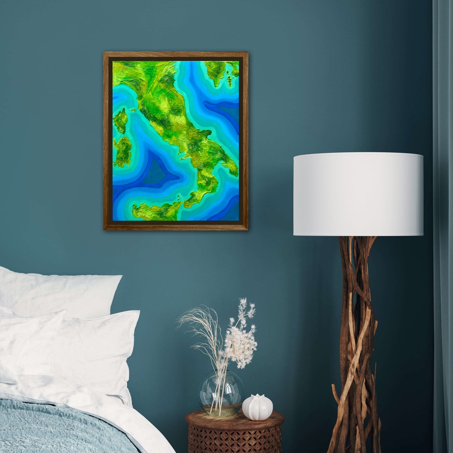 Italy ๐ฎ๐น - 16x20 Fine Art Map made with Acrylic & Resin on Canvas