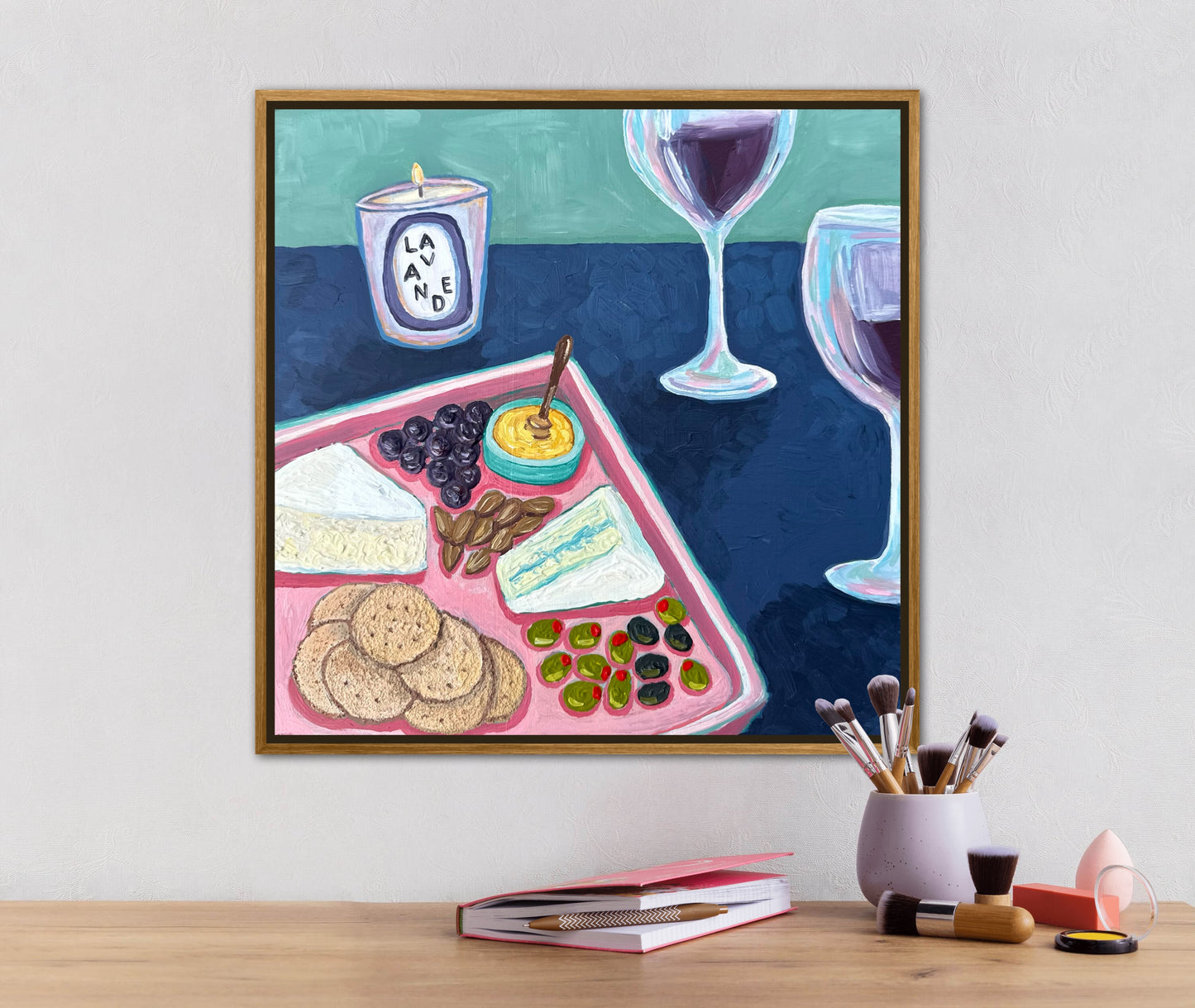 Little Luxuries Collection: Vino et Fromage - 12x12in Original Art