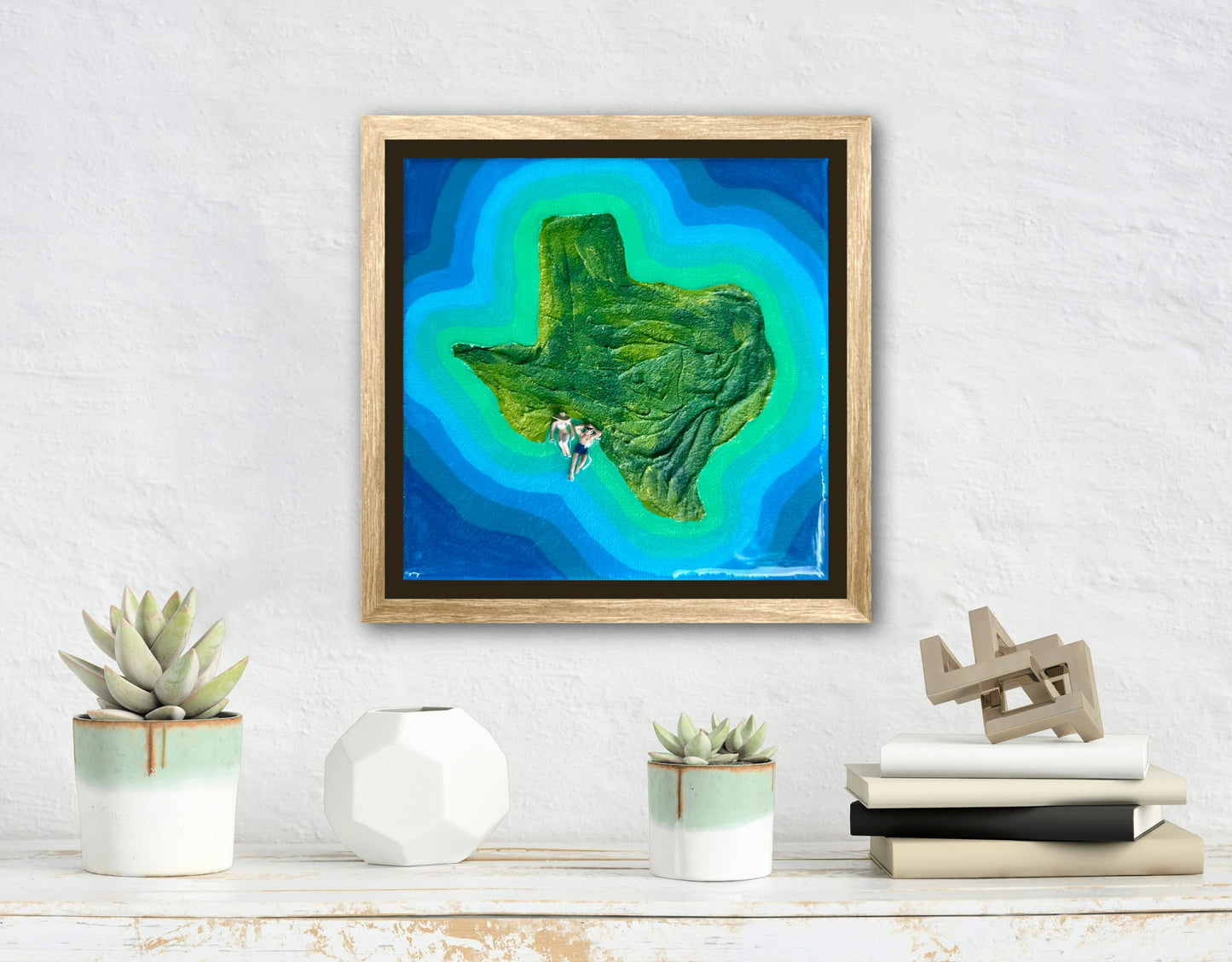 The Island of Texas: Just You & Me 6x6 Original Framed
