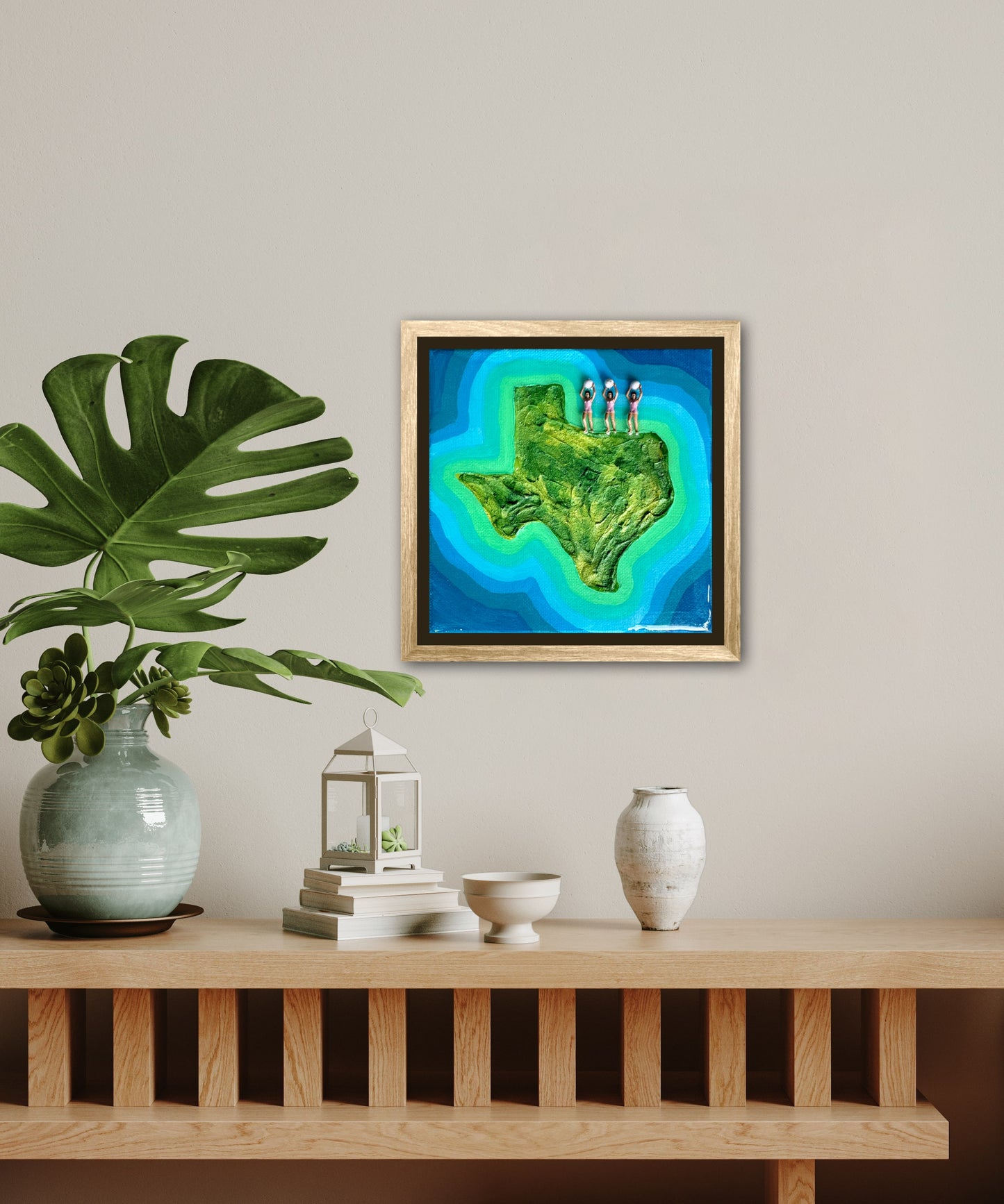 The Island of Texas: Girls Just Wanna Have Fun 6x6 Original Framed