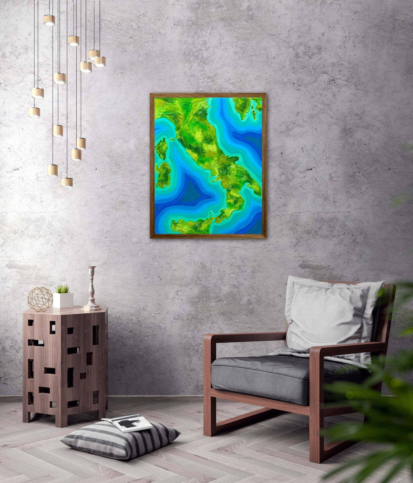 Italy ๐ฎ๐น - 16x20 Fine Art Map made with Acrylic & Resin on Canvas