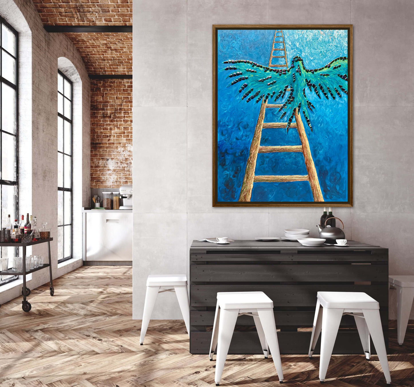 I Gave Myself Permission to Fly - 30x40in Mixed Media; Sand, Acrylic & Resin on Canvas Framed