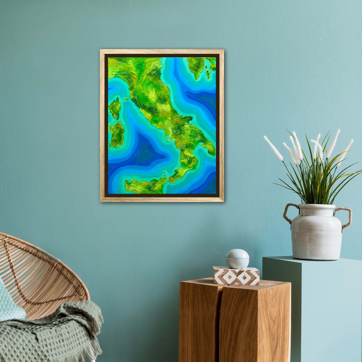 Italy ๐ฎ๐น - 16x20 Fine Art Map made with Acrylic & Resin on Canvas