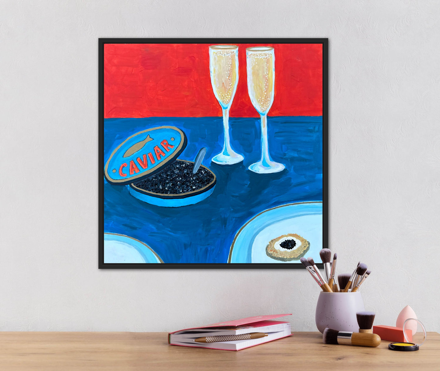 Little Luxuries Collection: We Go Together Like Champagne & Caviar - 12x12in Original Art