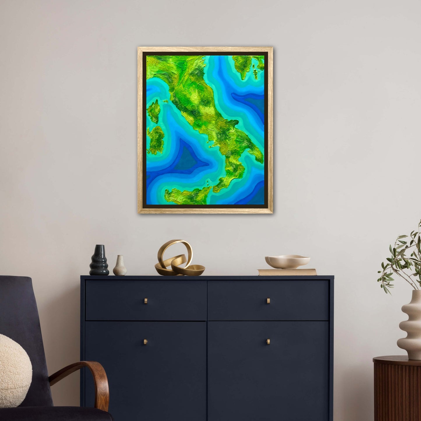 Italy ๐ฎ๐น - 16x20 Fine Art Map made with Acrylic & Resin on Canvas