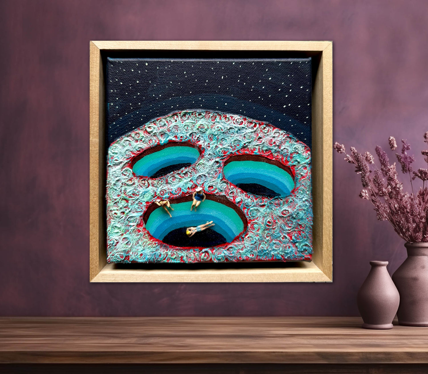 Vacation on Mars: Girl’s Trip 6x6 Original Framed