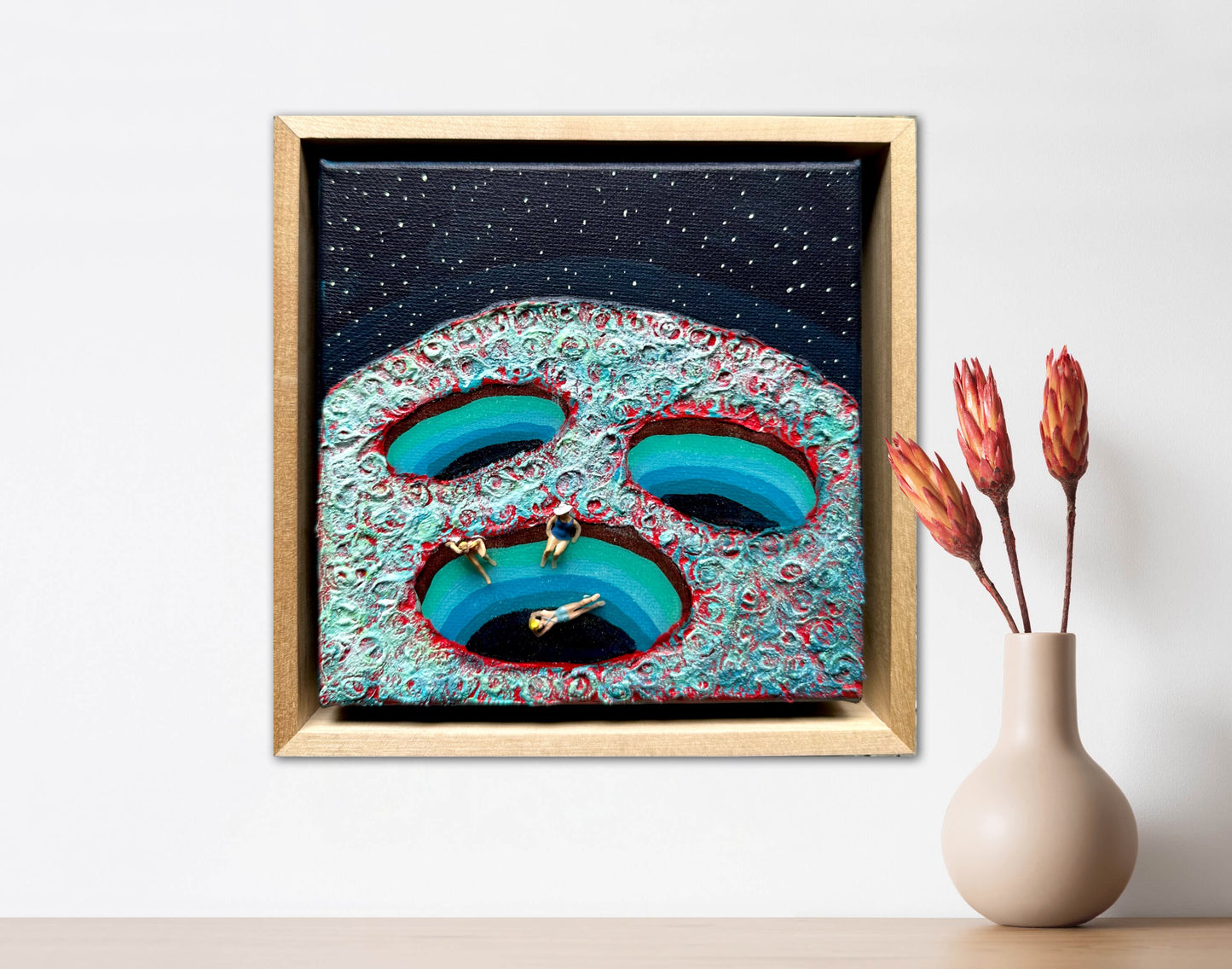 Vacation on Mars: Girl’s Trip 6x6 Original Framed