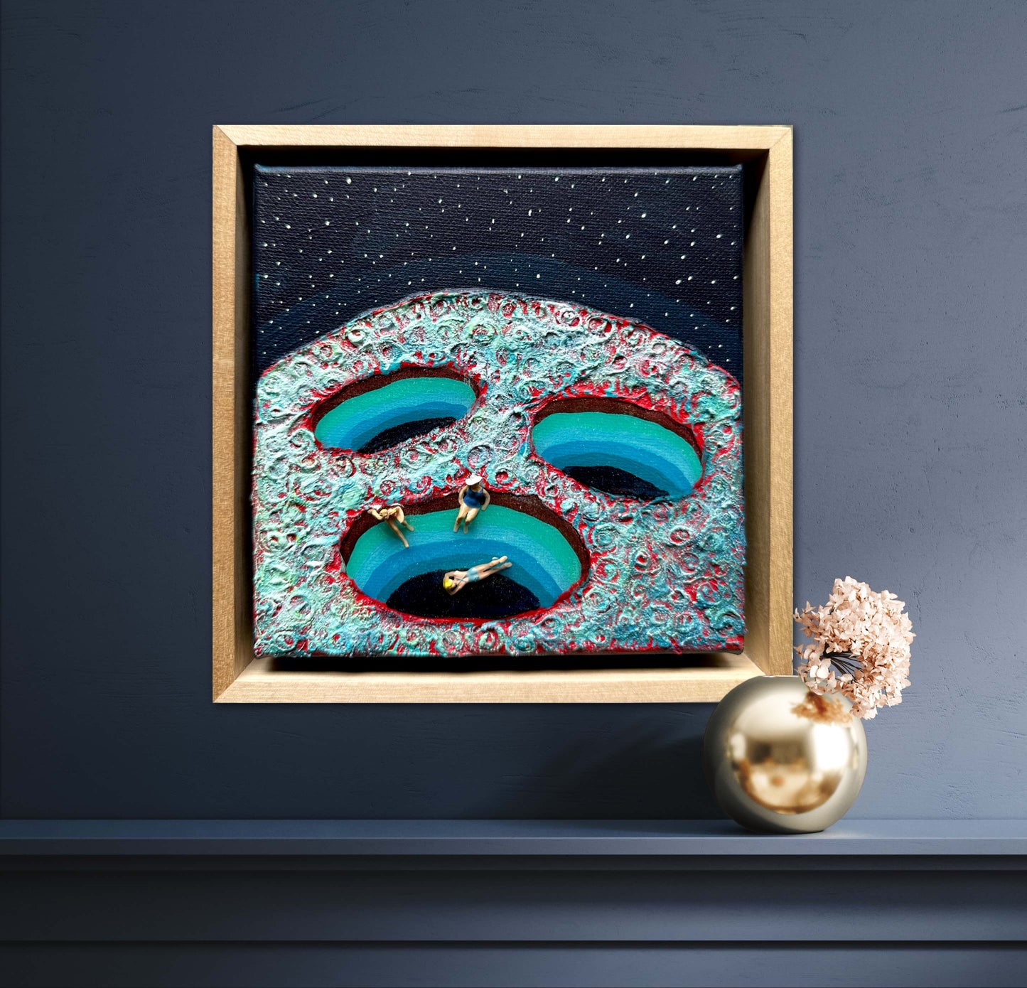 Vacation on Mars: Girl’s Trip 6x6 Original Framed
