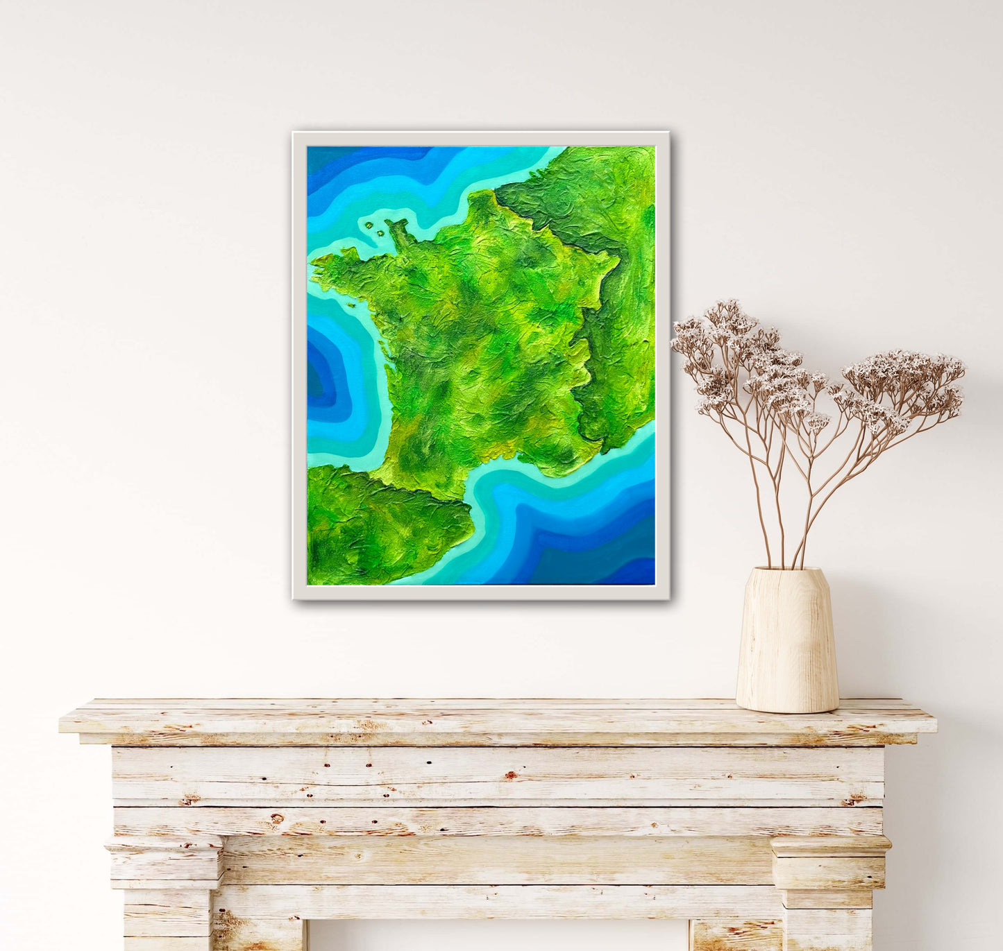 France π«π· - 16x20 Fine Art Map made with Acrylic & Resin on Canvas