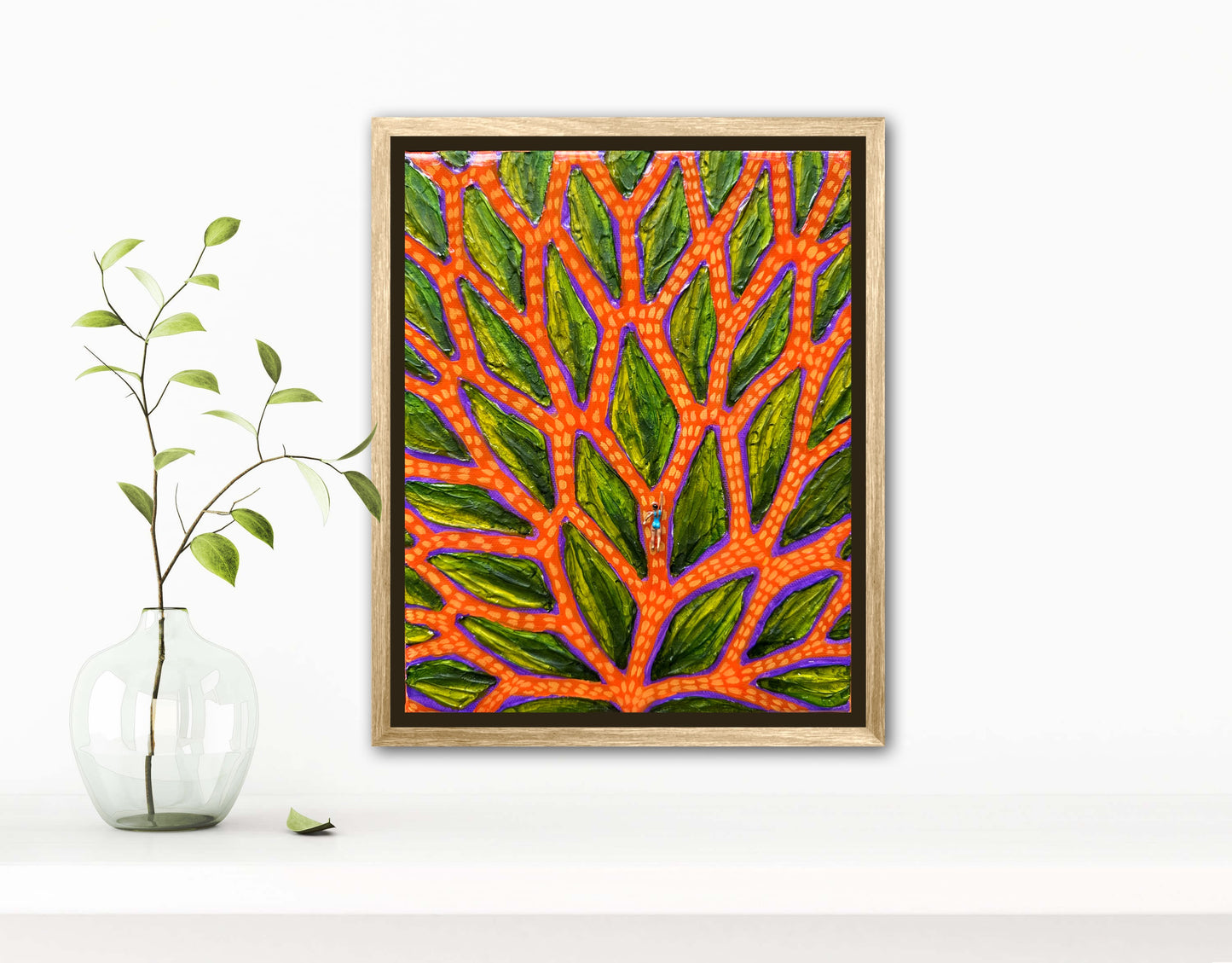 The Path to Joy - 8x10in Mixed Media; Sand, Acrylic & Resin on Canvas Framed