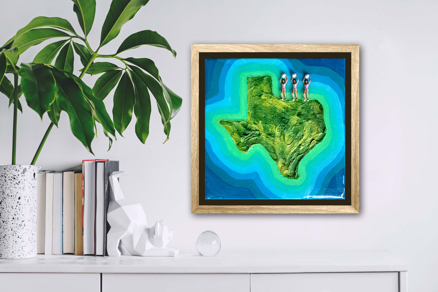 The Island of Texas: Girls Just Wanna Have Fun 6x6 Original Framed