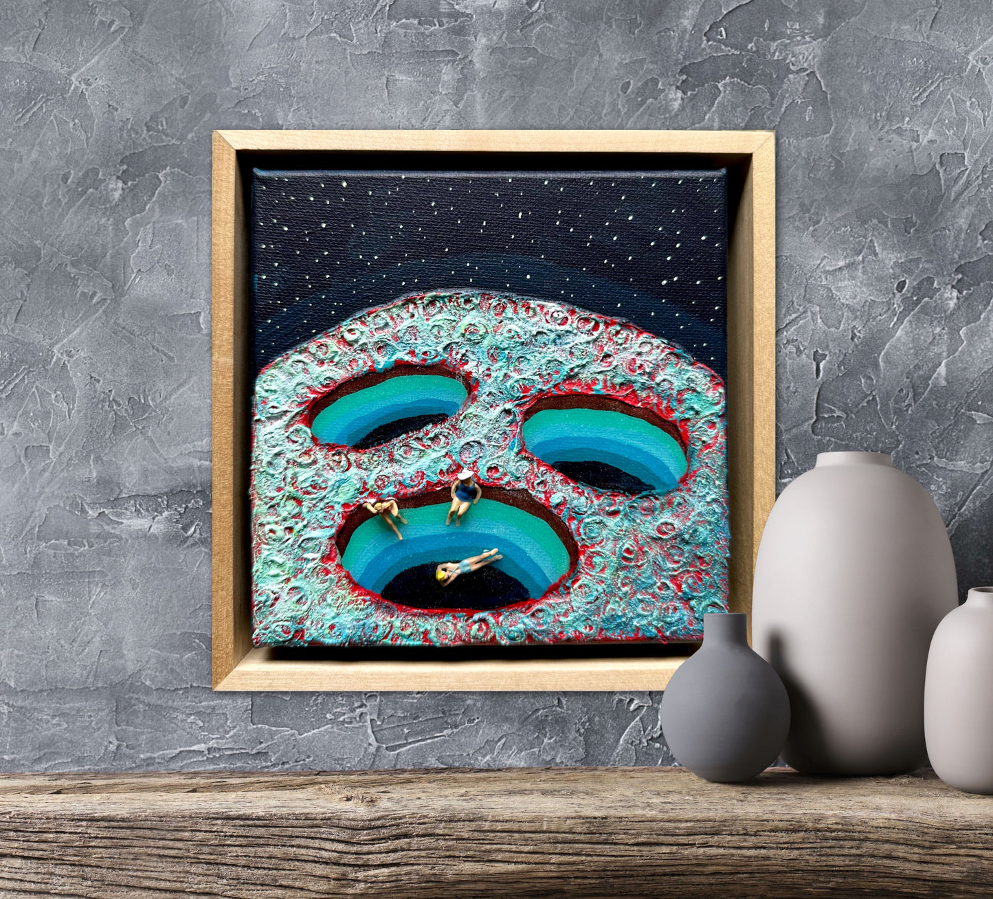Vacation on Mars: Girl’s Trip 6x6 Original Framed