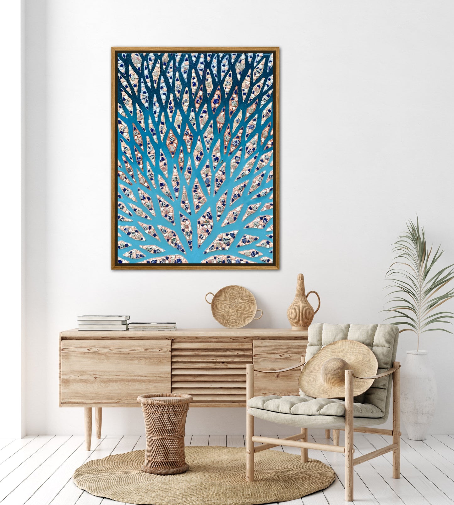 The Path to the Mediterranean - 30x40in Mixed Media Mosaic Artwork Framed