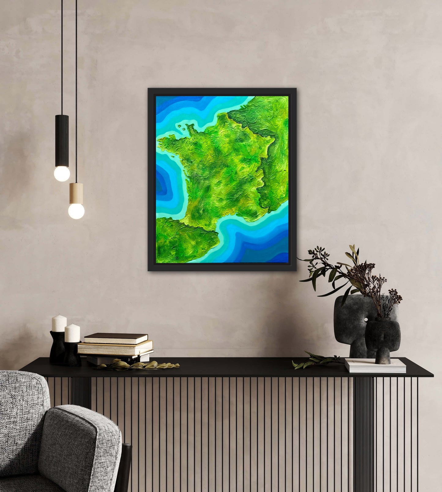 France π«π· - 16x20 Fine Art Map made with Acrylic & Resin on Canvas