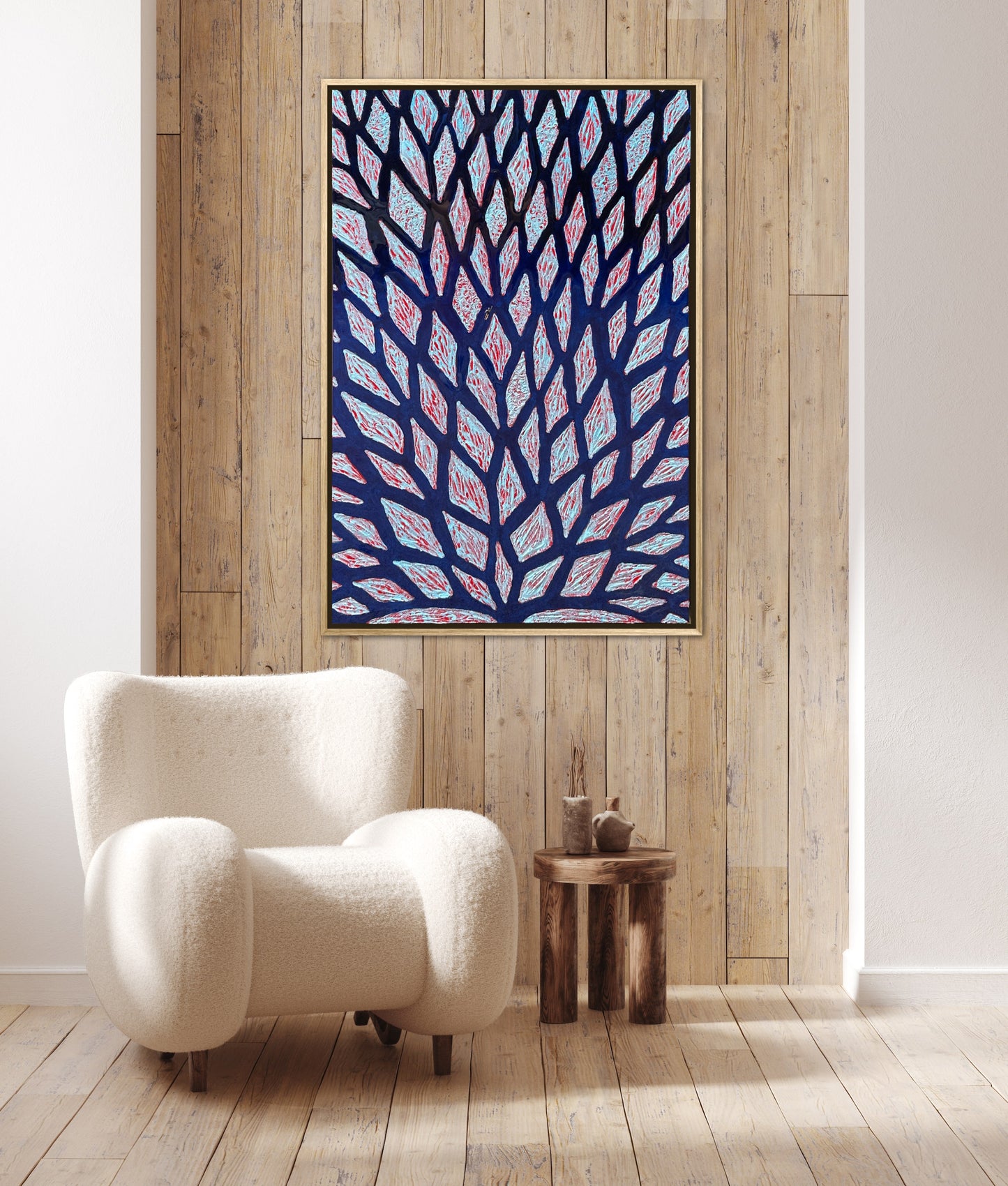 The Path is Blue without You - 24x36in Mixed Media; Sand, Acrylic & Resin on Canvas Framed