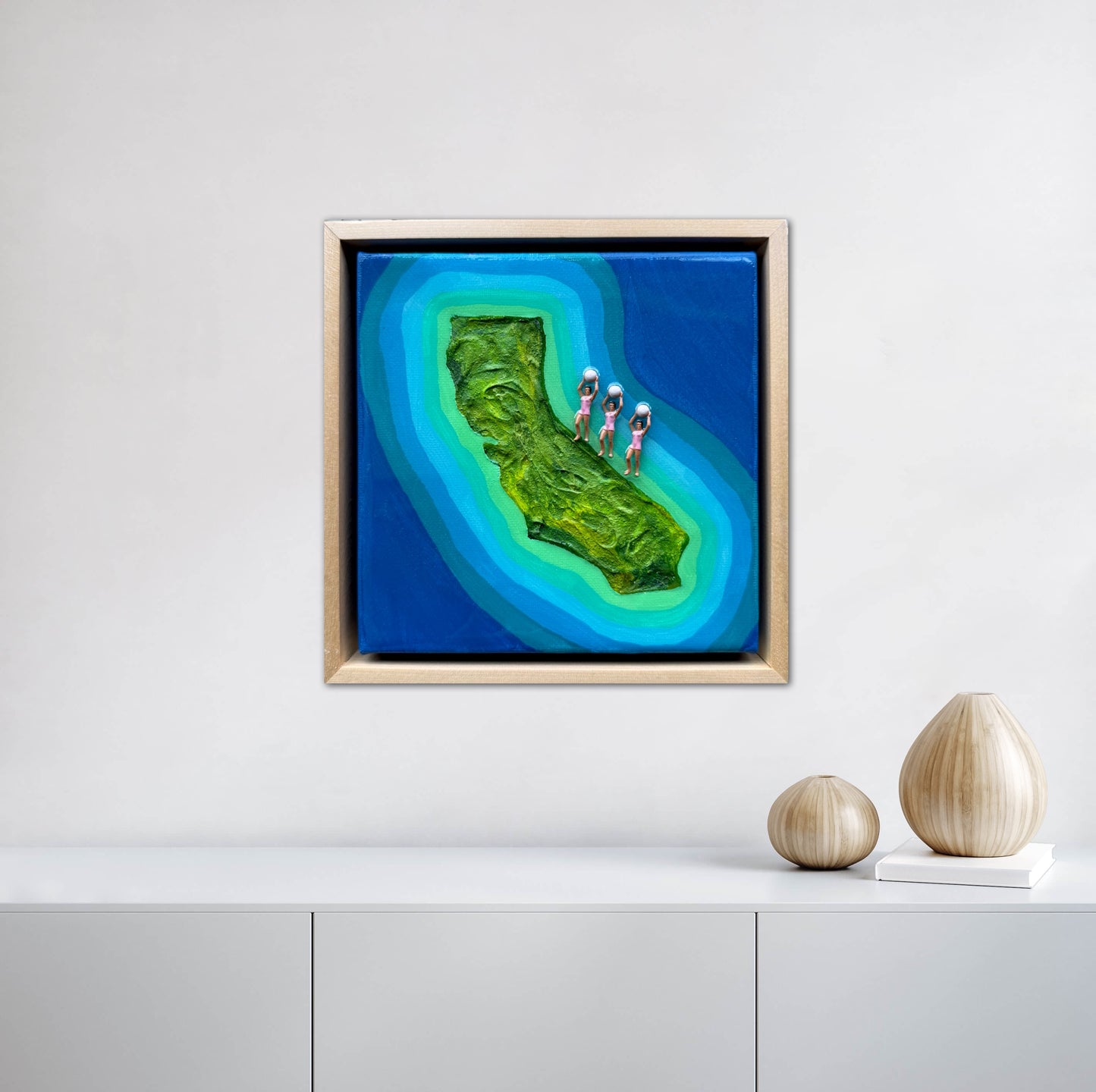 The Island of California: Girls Just Wanna Have Fun 6x6 Original Framed