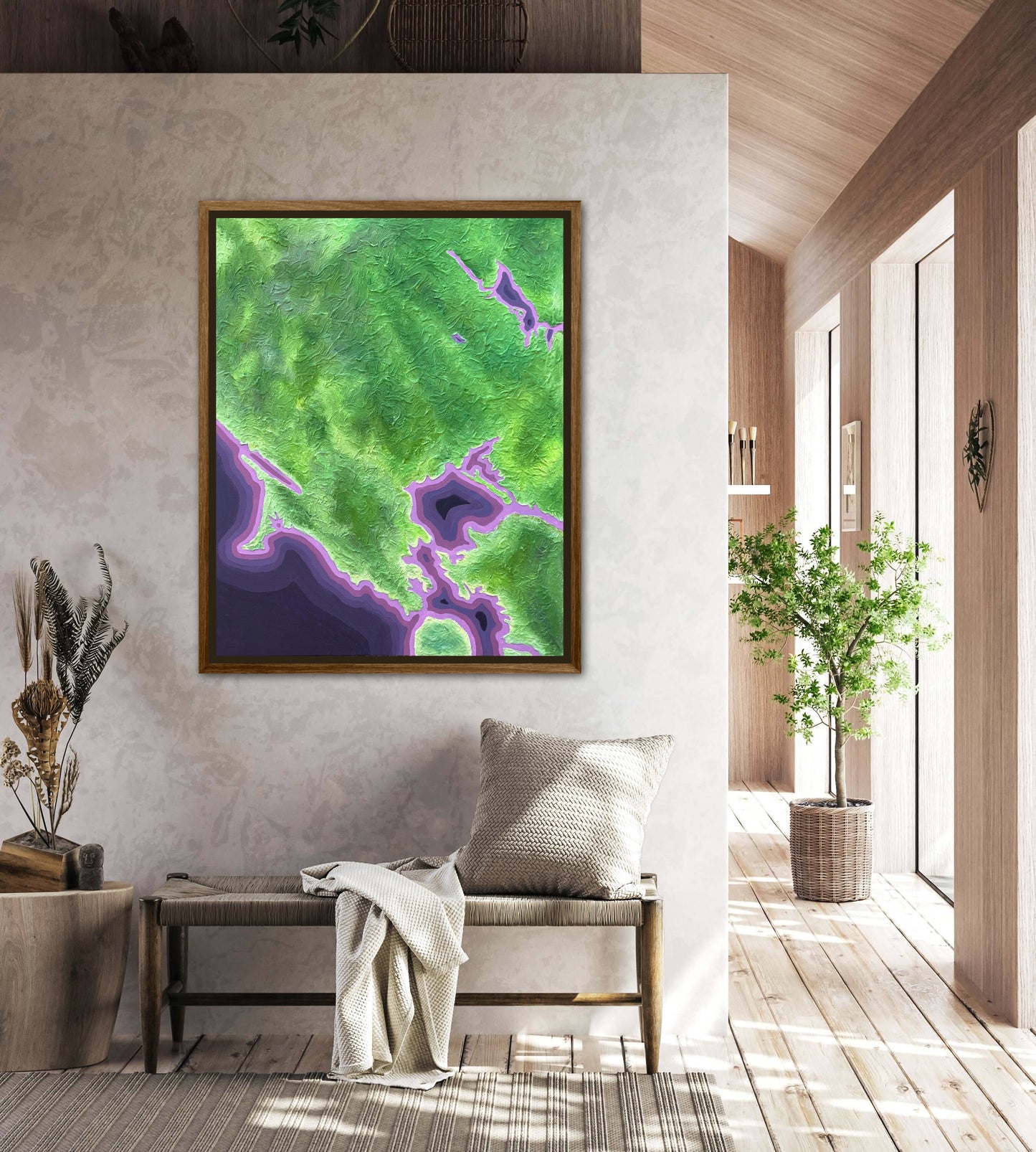 California Wine Country - 24x30in Fine Art Map made with Acrylic & Resin on Canvas Framed