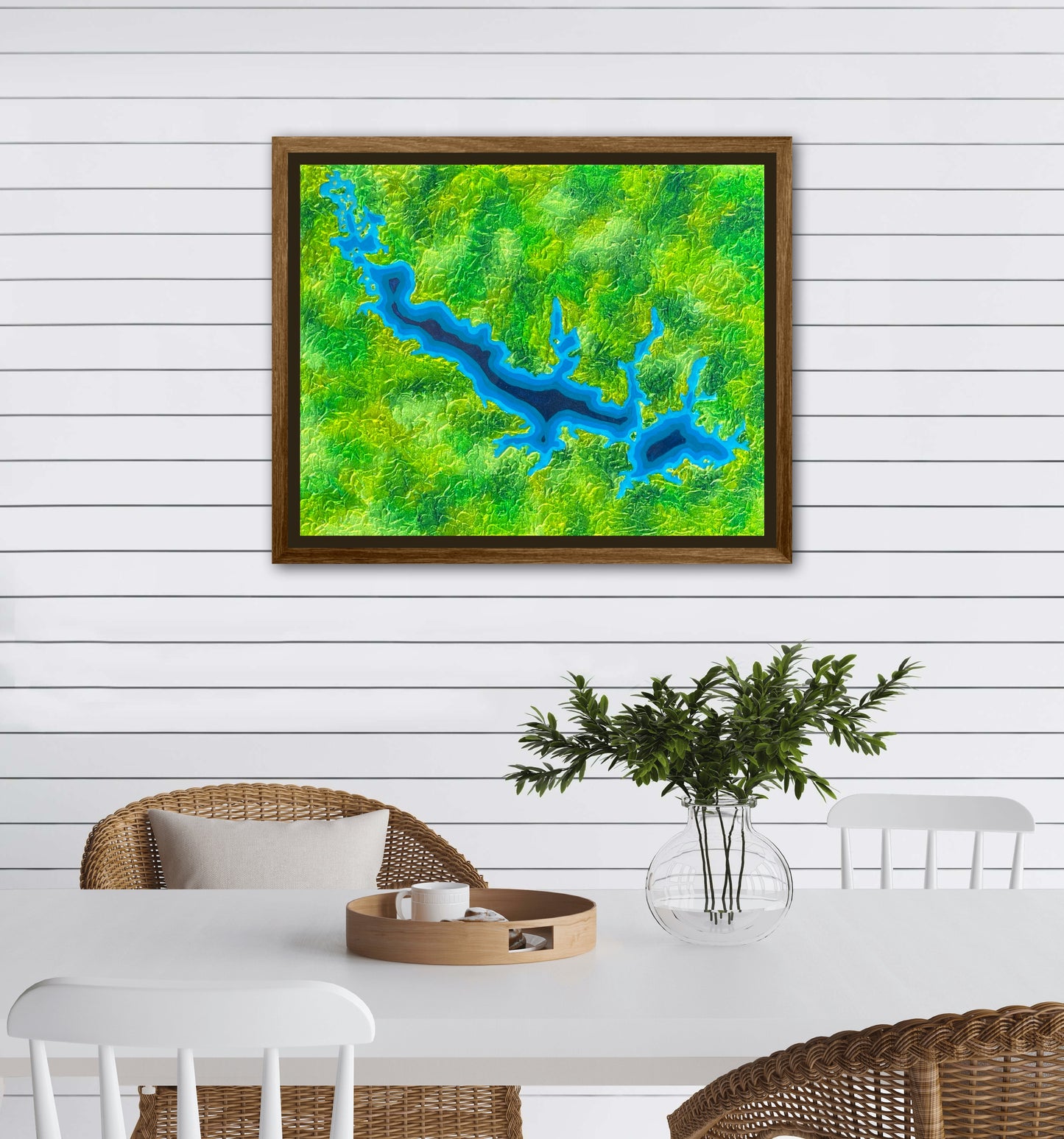 Lake O’ the Pines, Texas - 16x20 Fine Art Map made with Acrylic & Resin on Canvas