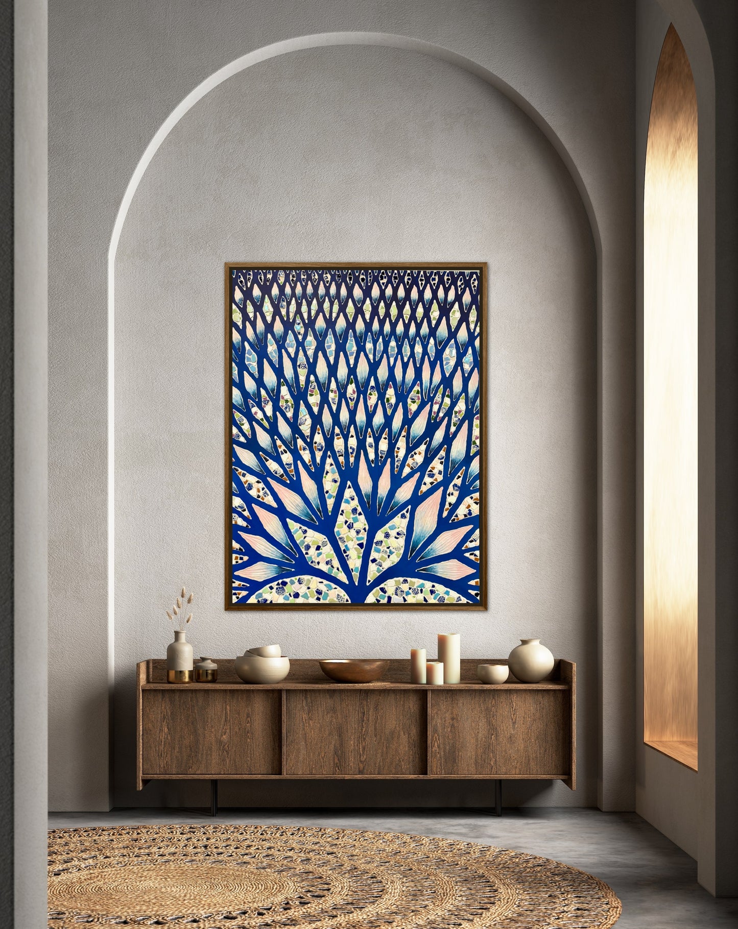 The Path to Inner Peace - 36x48in Mixed Media Textured Artwork Framed