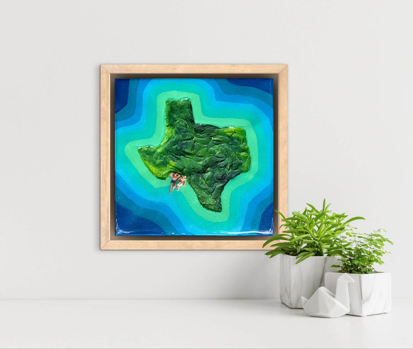The Island of Texas: Just Us 6x6 Original Framed