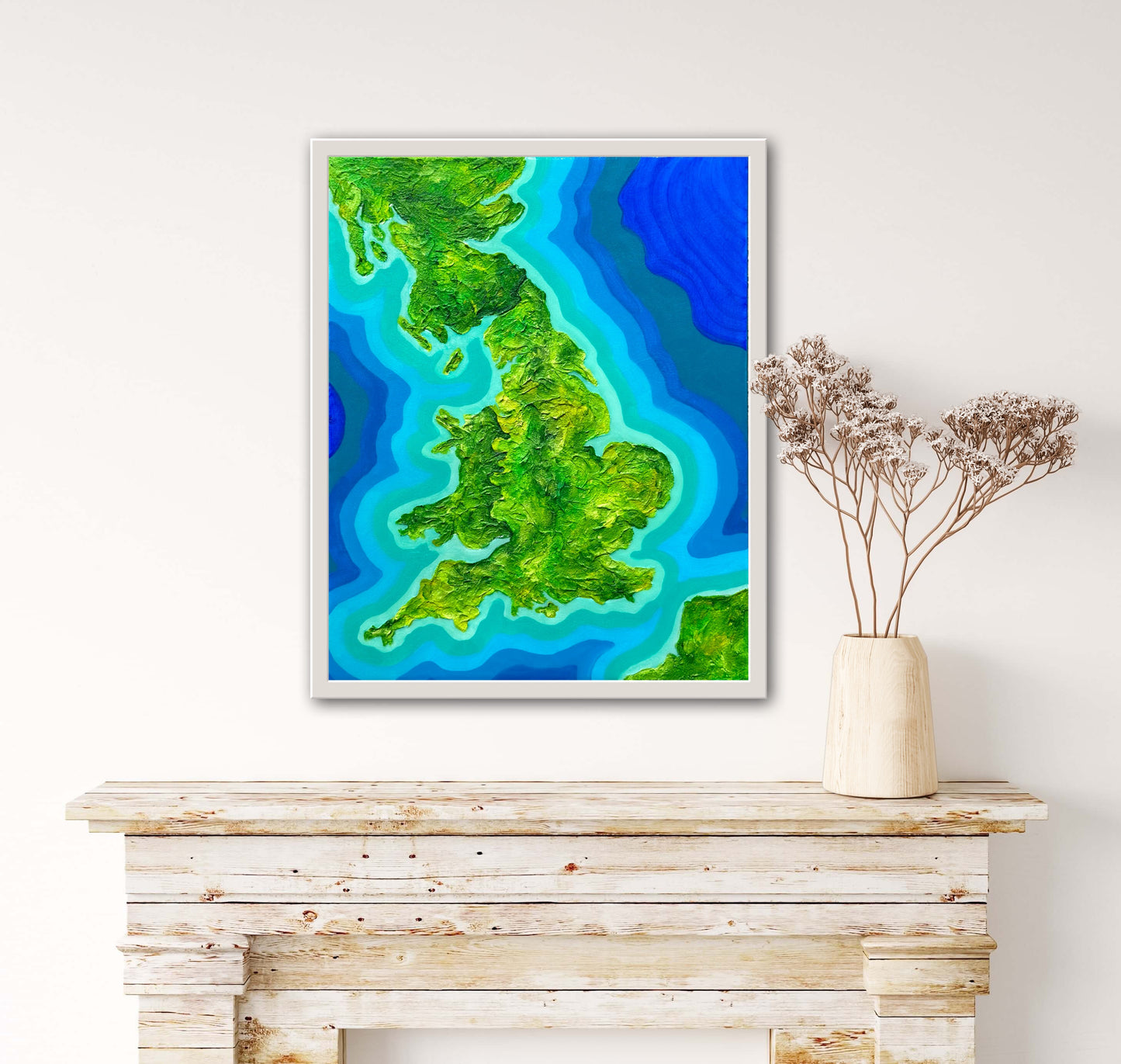 England 🏴󠁧󠁢󠁥󠁮󠁧󠁿🇬🇧 - 16x20 Fine Art Map made with Acrylic & Resin on Canvas