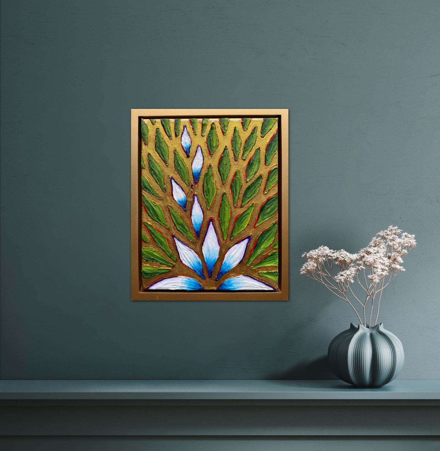 The Golden Path - 8x10in Mixed Media; Sand, Acrylic & Resin on Canvas Framed