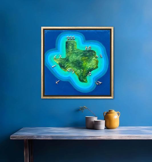 The Island of Texas 12x12in Original Framed