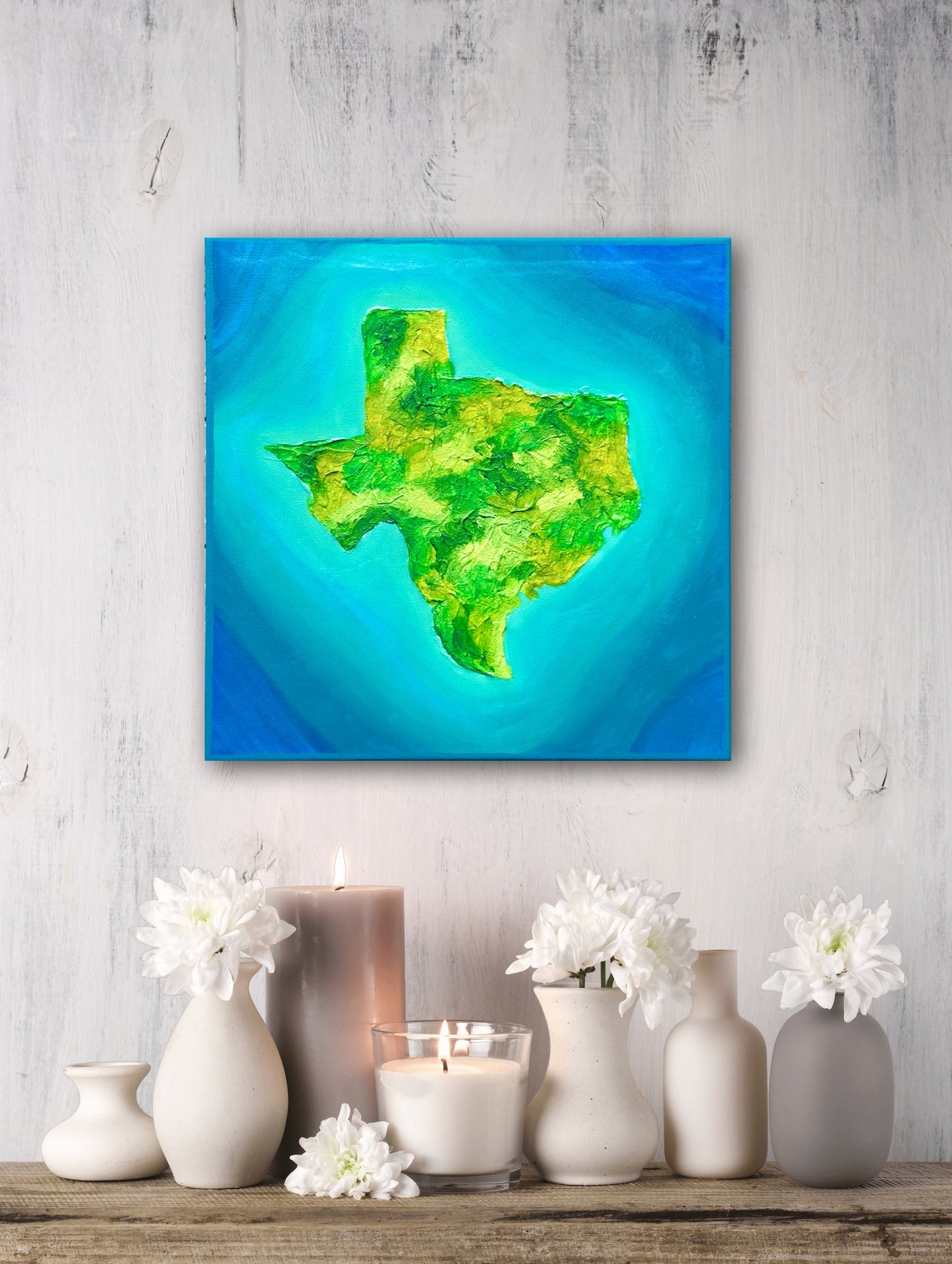 THE ISLAND OF TEXAS - 12x12in Acrylic & Resin on Canvas