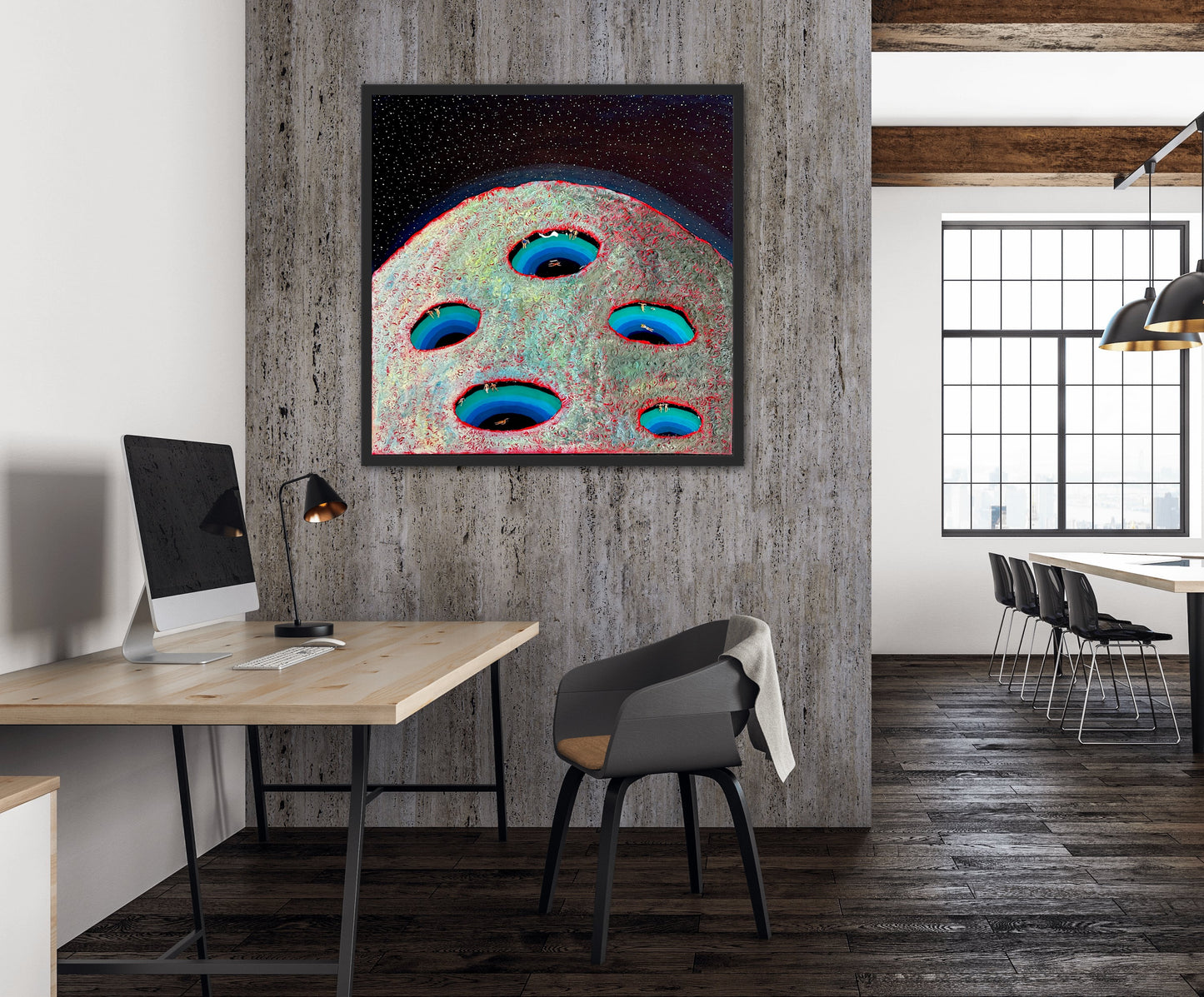 Vacation on Mars 24x24in Original Framed - Featured in Colossal Magazine