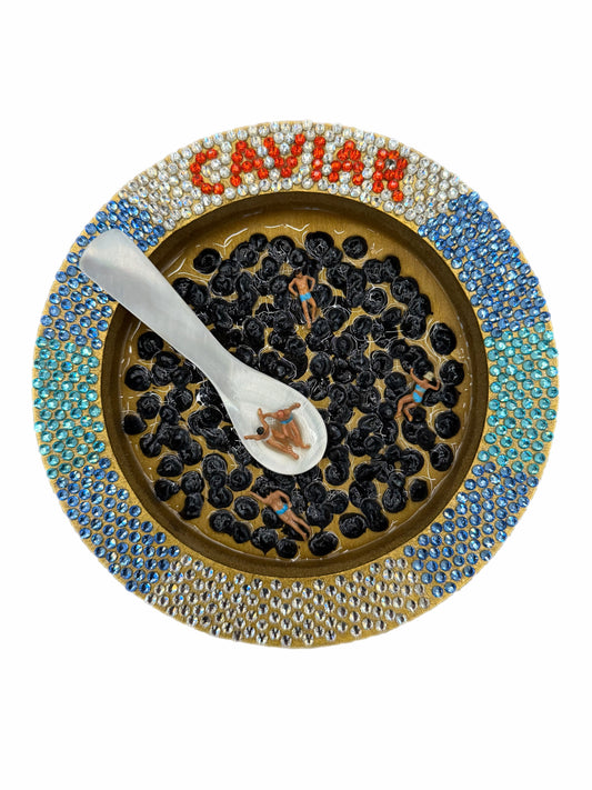 Caviart: Caviar State of Mind 6x6in Mixed Media Original Art