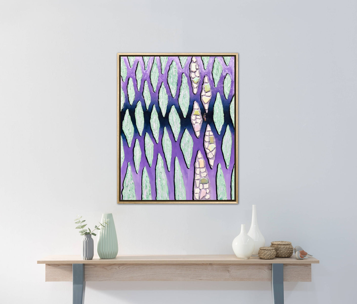 The Path Through the Darkness - 16x20in Mixed Media; Sand, Acrylic & Resin on Canvas Framed