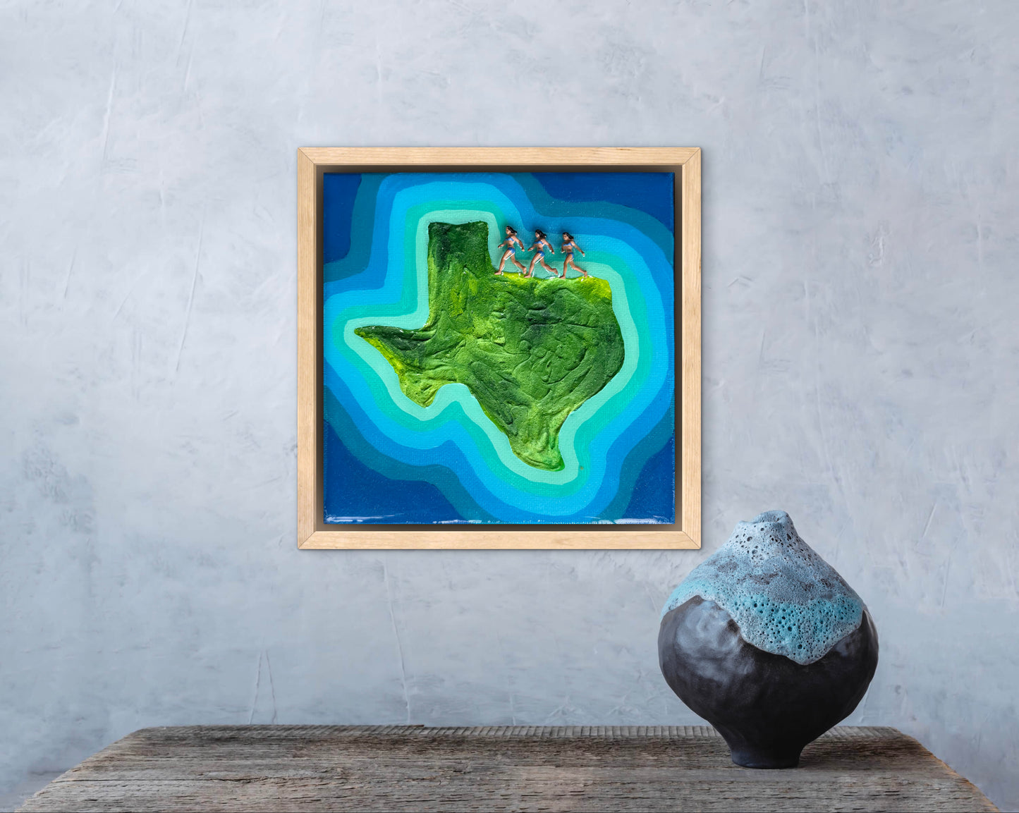 The Island of Texas: Triple the Fun! 6x6 Original Framed