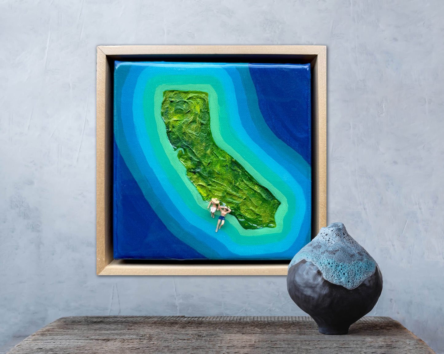 The Island of California: Just You & Me 6x6 Original Framed
