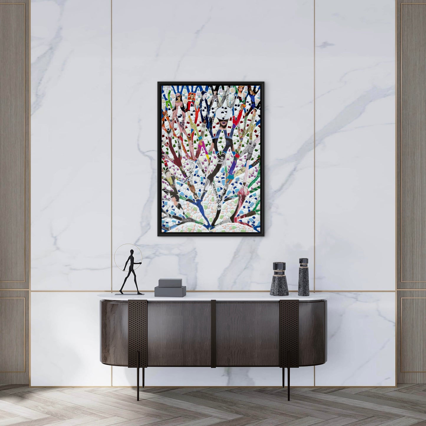 The Path to Luxury: A Century of Visionary Fashion - 24x36in Mixed Media; Sand, Acrylic & Resin on Canvas Framed