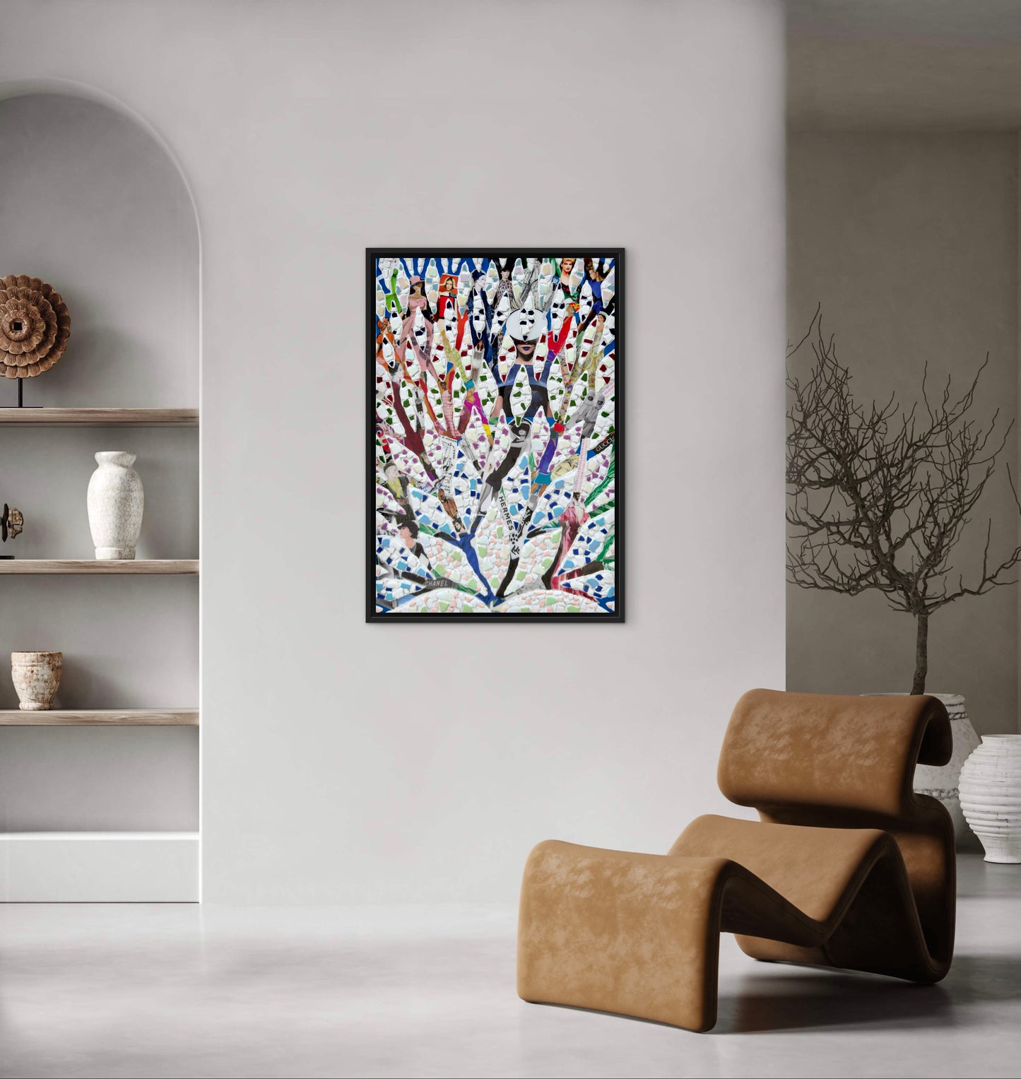 The Path to Luxury: A Century of Visionary Fashion - 24x36in Mixed Media; Sand, Acrylic & Resin on Canvas Framed