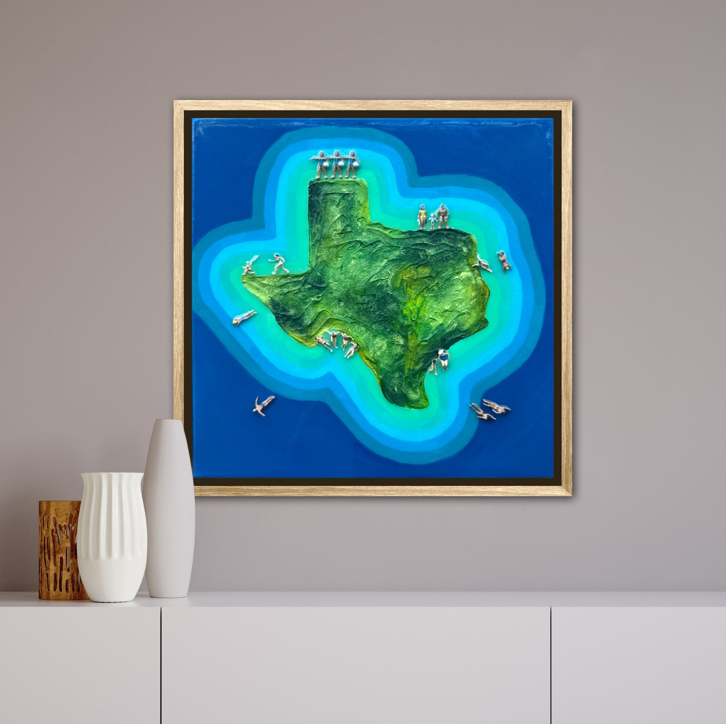 The Island of Texas 12x12in Original Framed