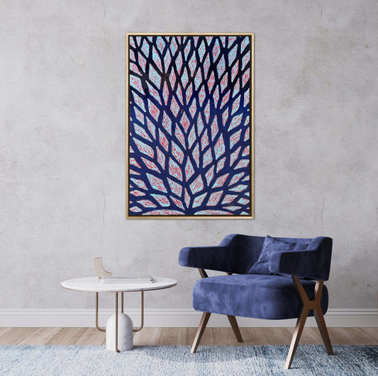 The Path is Blue without You - 24x36in Mixed Media; Sand, Acrylic & Resin on Canvas Framed