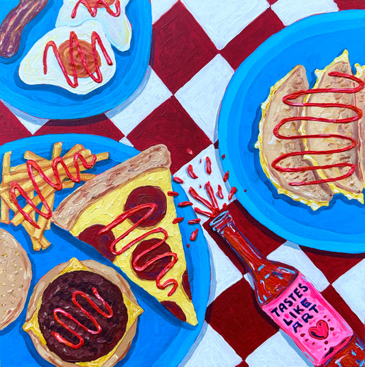 Little Luxuries Collection: Hot Sauce on Everything - 12x12in Original Art