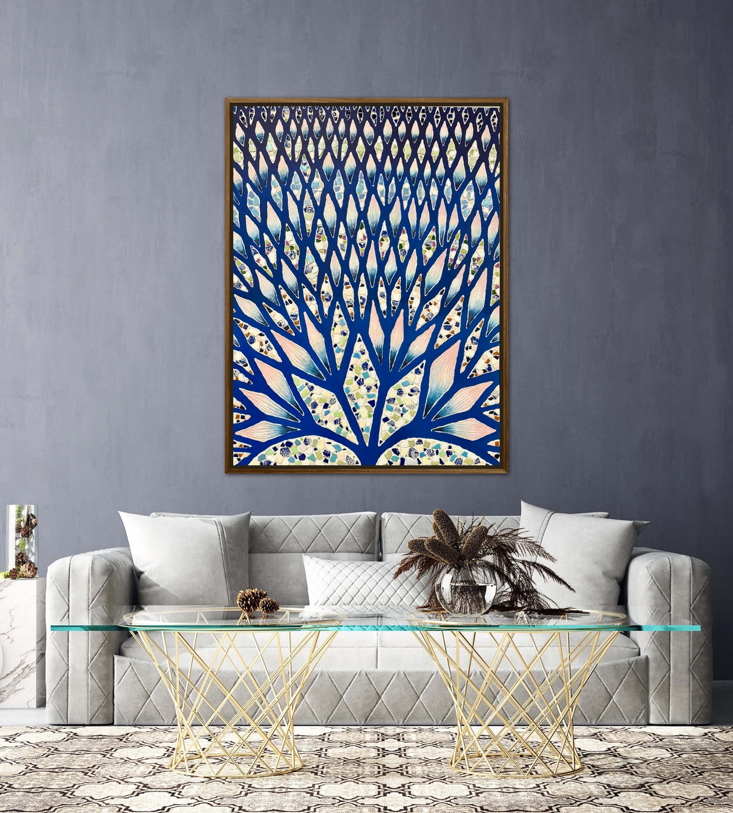 The Path to Inner Peace - 36x48in Mixed Media Textured Artwork Framed