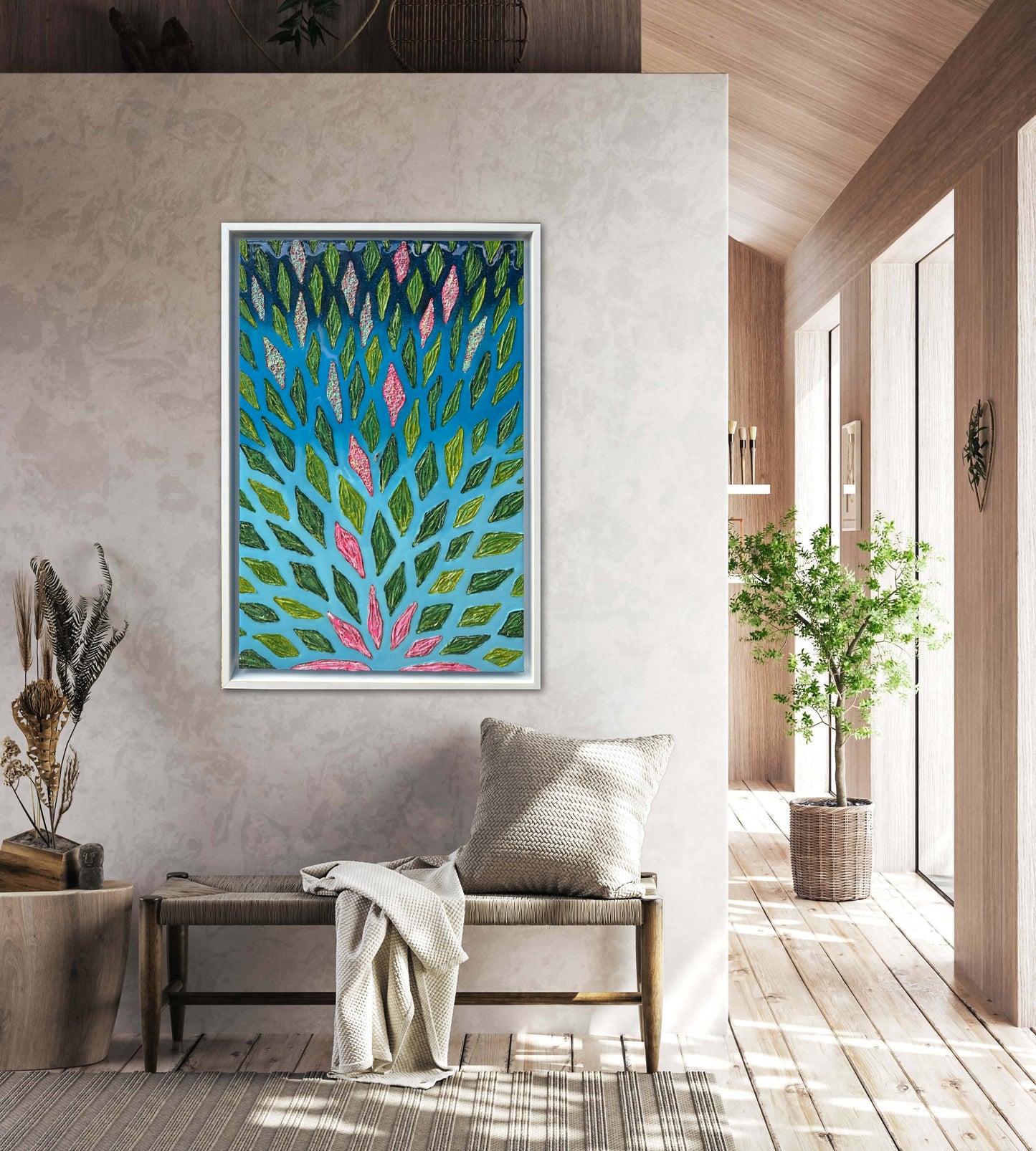 The Path to Freedom - 24x36in Mixed Media; Sand, Acrylic & Resin on Canvas Framed