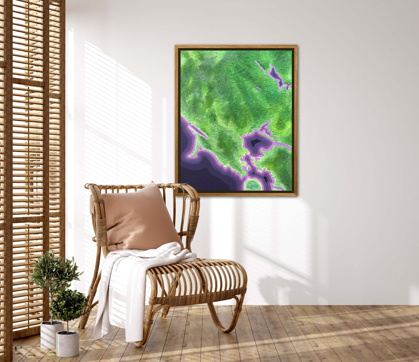 California Wine Country - 24x30in Fine Art Map made with Acrylic & Resin on Canvas Framed