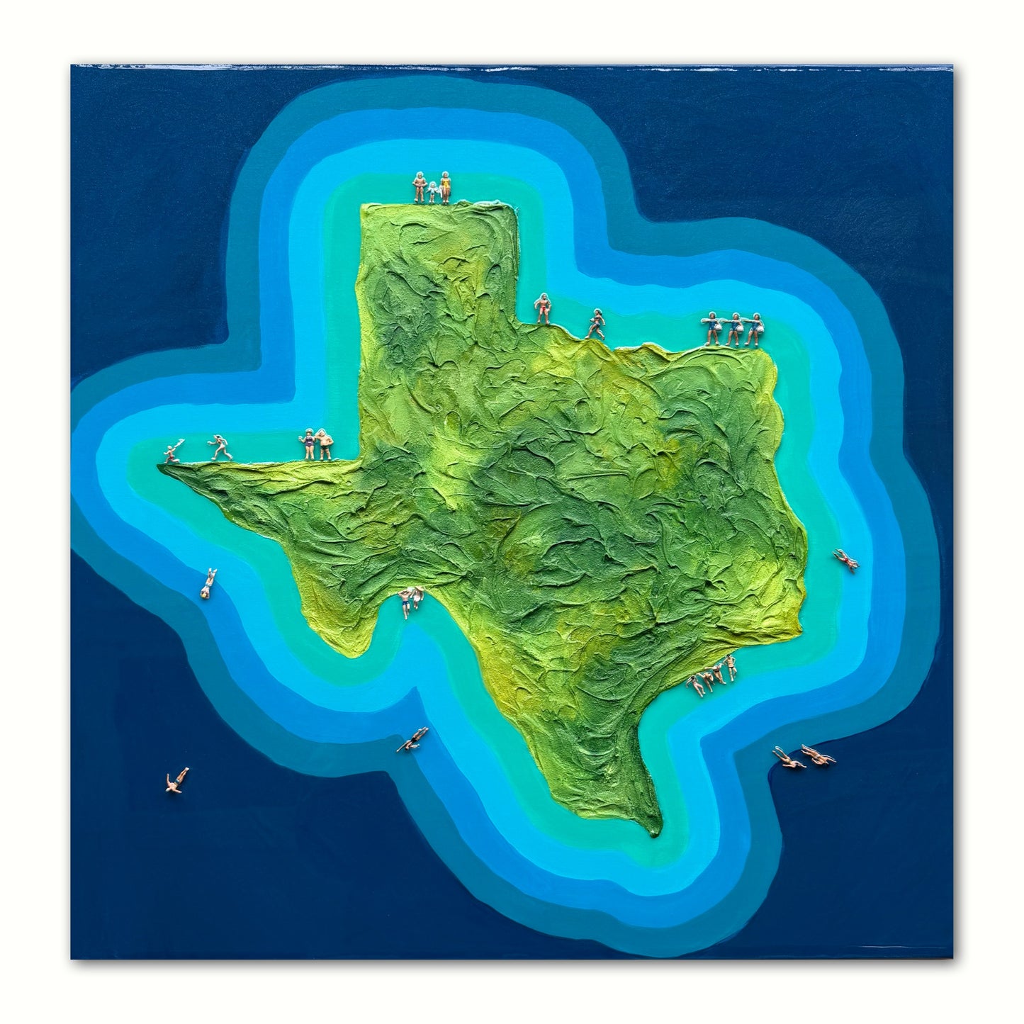 The Island of Texas 24x24in Original Framed