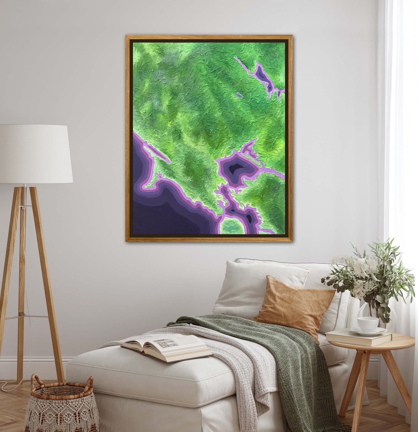 California Wine Country - 24x30in Fine Art Map made with Acrylic & Resin on Canvas Framed